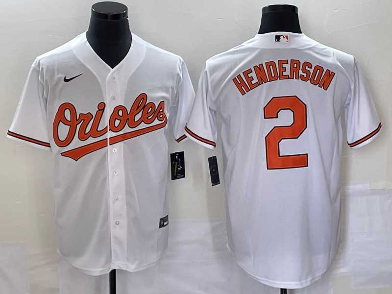 Mens Baltimore Orioles #2 Gunnar Henderson White Cool Base Stitched Jersey